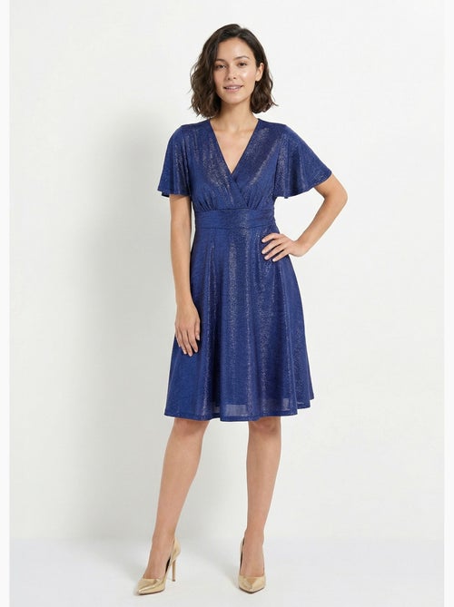 Vestido corto brillante con mangas mariposa - Afibel - Kiabi