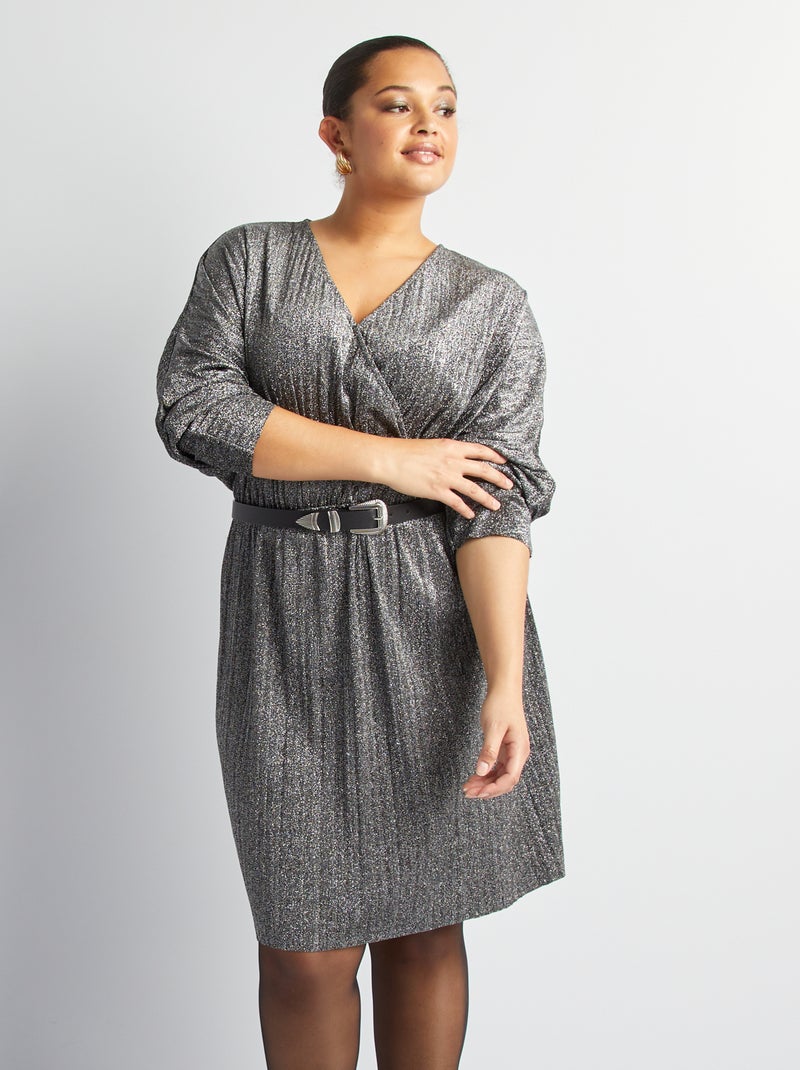Vestido corto brillantes GRIS - Kiabi