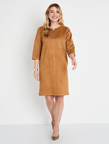 Vestido corto completo en ante liso - Afibel