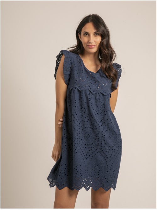 Vestido corto con bordados ingleses INGLES - Kiabi