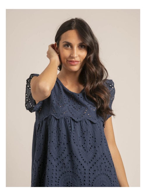 Vestido corto con bordados ingleses INGLES - Kiabi