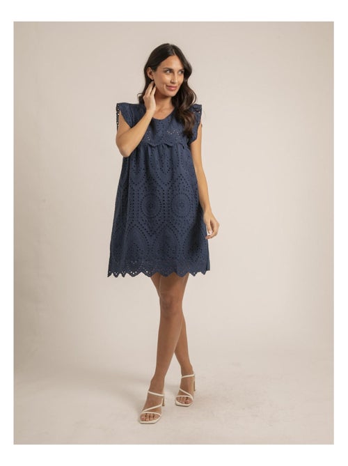 Vestido corto con bordados ingleses INGLES - Kiabi