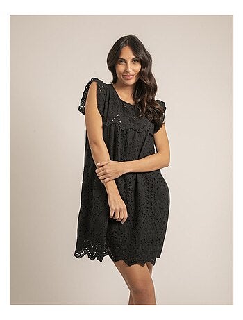 Vestido corto con bordados ingleses INGLES
