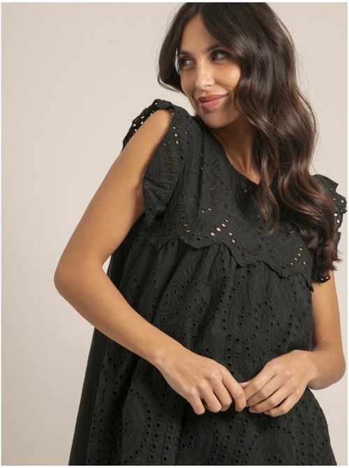 Vestido corto con bordados ingleses INGLES - Kiabi