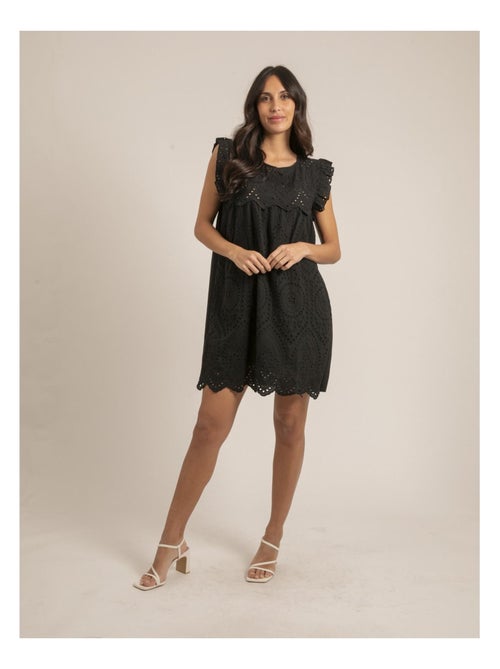 Vestido corto con bordados ingleses INGLES - Kiabi