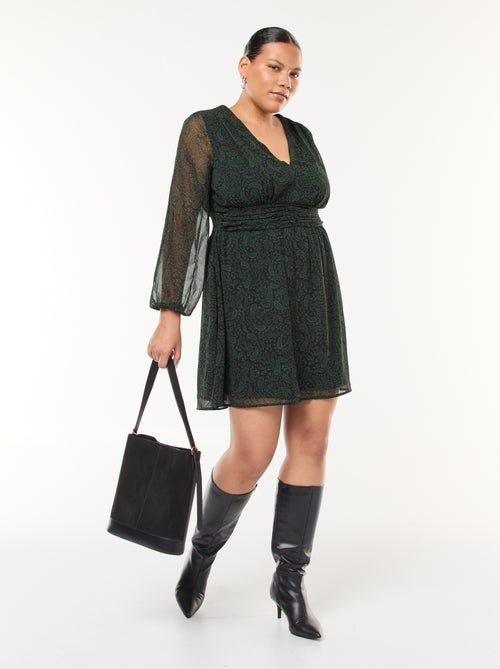 Vestido corto con cinturón drapeado - Kiabi
