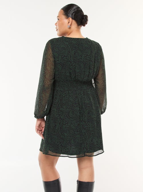 Vestido corto con cinturón drapeado - Kiabi