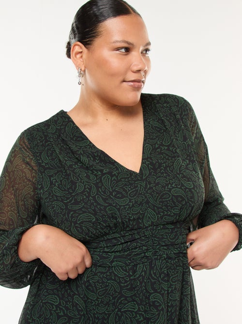 Vestido corto con cinturón drapeado - Kiabi