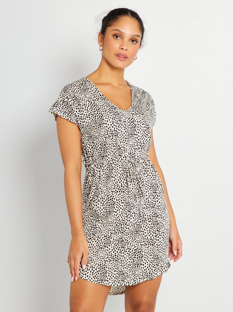 Vestido corto con cordón ajustable 'JDY' leopardo - Kiabi