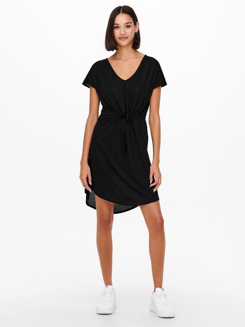 Vestido corto con cordón ajustable 'JDY' negro - Kiabi