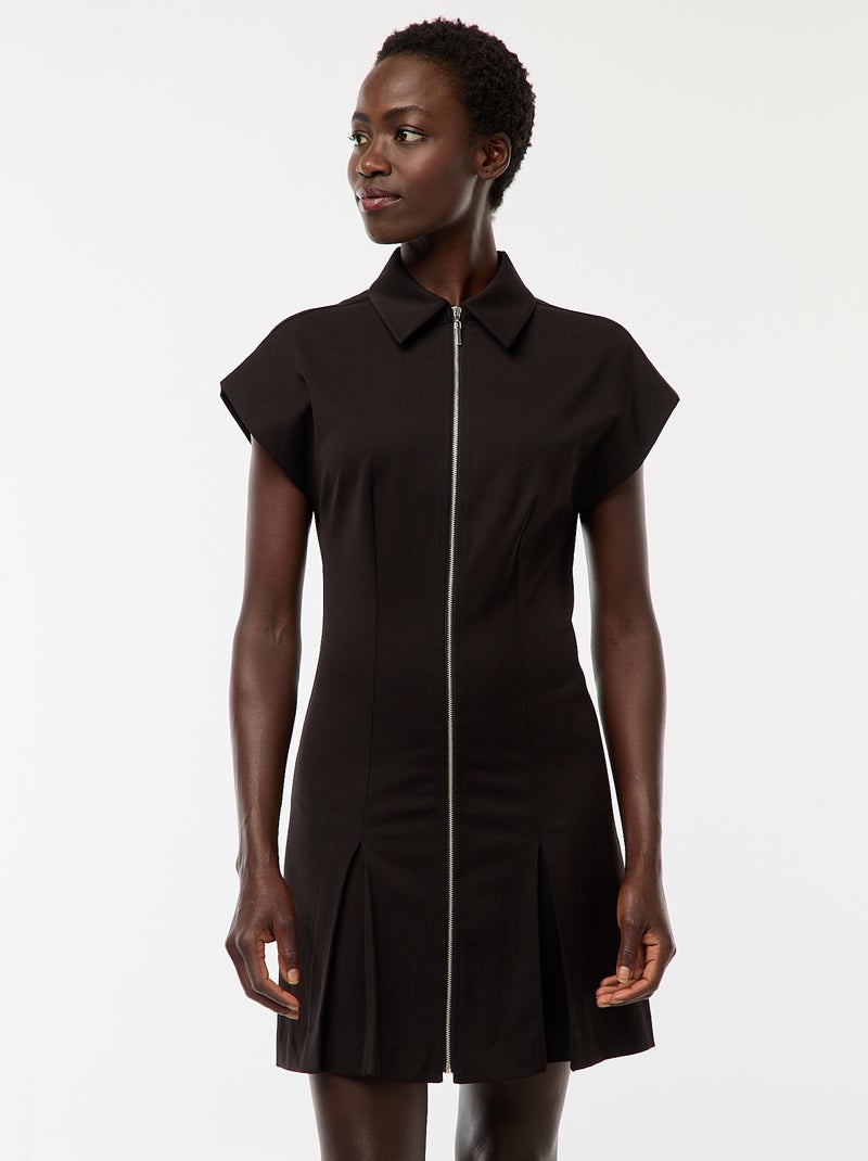 Vestido corto con cremallera negro - Kiabi