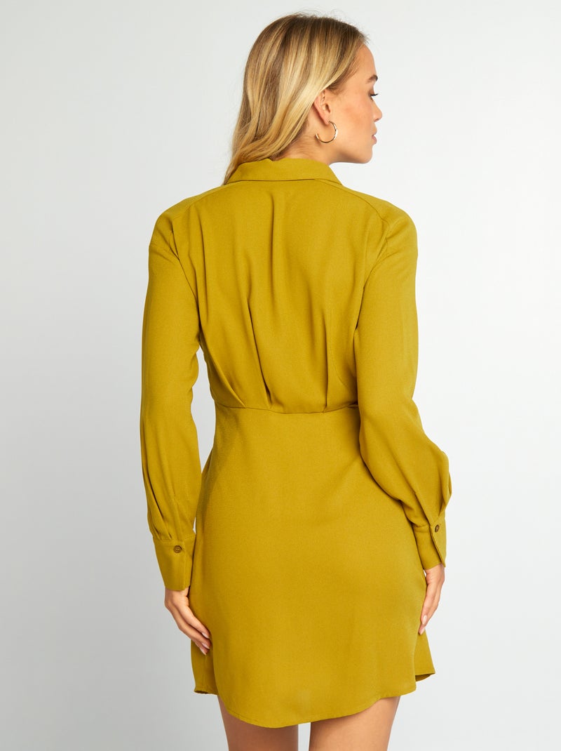 Vestido corto con cuello de camisa VERDE - Kiabi