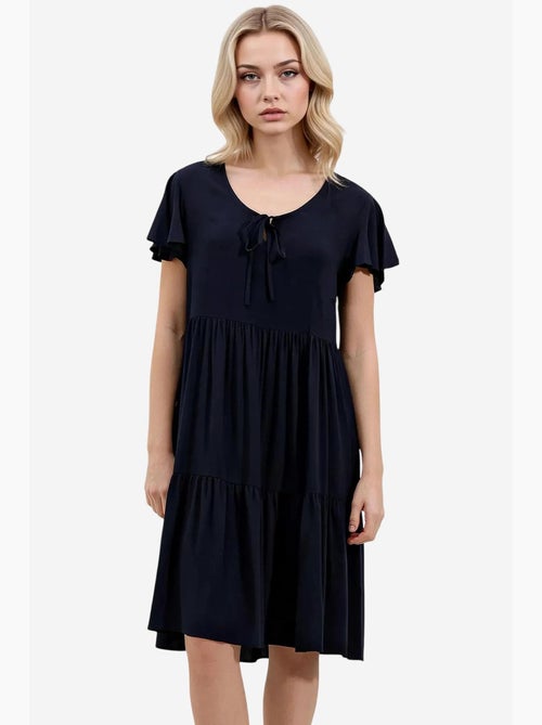 Vestido corto con cuello en v bdart - Kiabi Vestido corto con cuello en v bdart - Kiabi