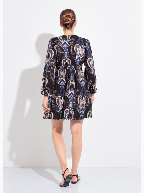 Vestido corto con cuello en V y estampado paisley - AFIBEL - Kiabi