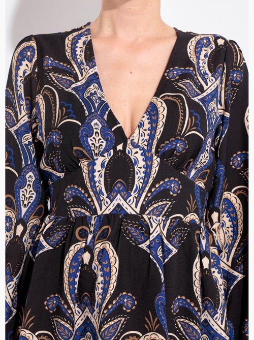 Vestido corto con cuello en V y estampado paisley - AFIBEL - Kiabi