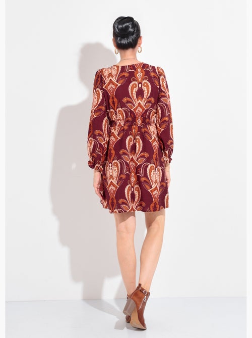 Vestido corto con cuello en V y estampado paisley - AFIBEL - Kiabi