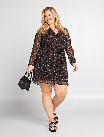 Vestido corto con escote de pico - Kiabi