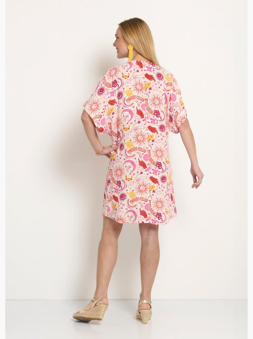 Vestido corto con escote en pico y lazos en la cintura. - Afibel - Kiabi