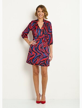 Vestido corto con estampado de cebra de colores - AFIBEL
