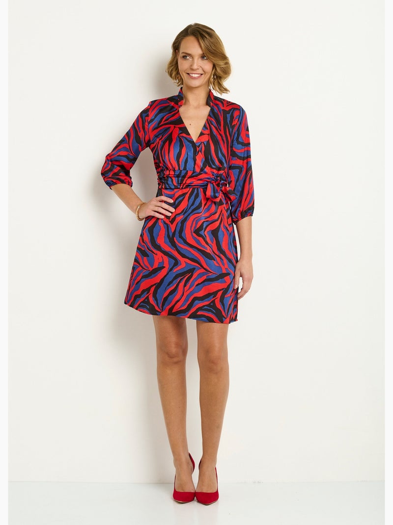 Vestido corto con estampado de cebra de colores - AFIBEL Azul Rojo - Kiabi