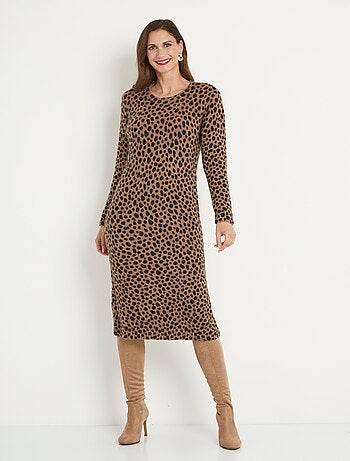 Vestido corto con estampado de leopardo - Afibel