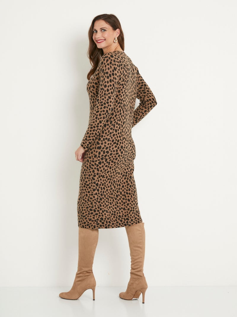 Vestido corto con estampado de leopardo - Afibel Negro Marrón - Kiabi