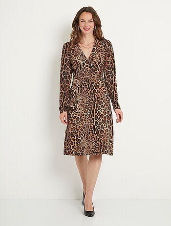 Vestido corto con estampado de leopardo - Afibel