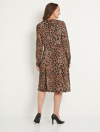 Vestido corto con estampado de leopardo - Afibel