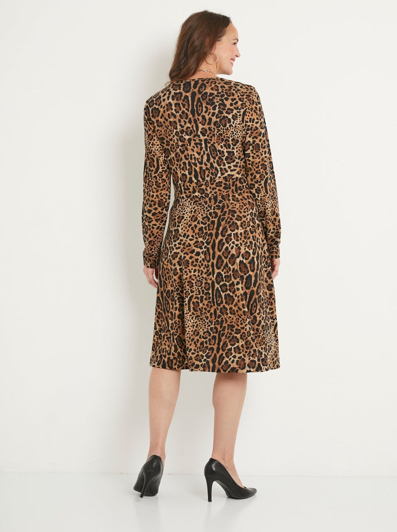 Vestido corto con estampado de leopardo - Afibel Negro Marrón - Kiabi