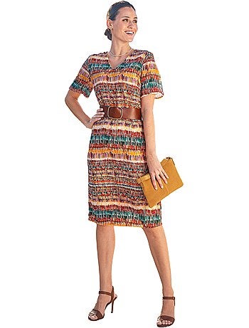 Vestido corto con estampado étnico - Afibel