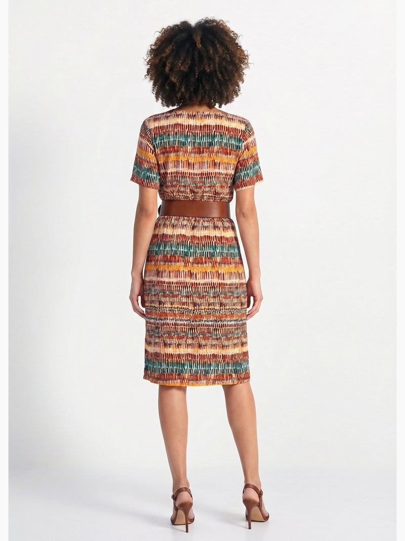 Vestido corto con estampado étnico - Afibel Multicolor - Kiabi
