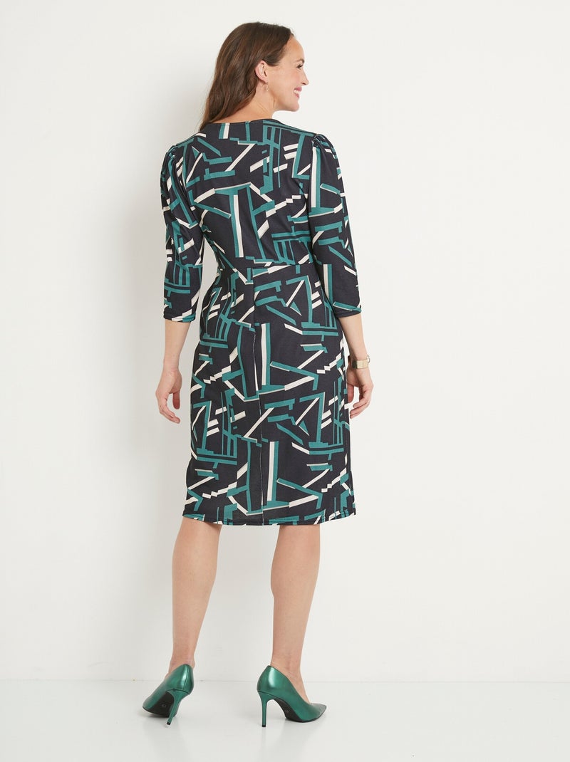 Vestido corto con estampado gráfico - Afibel Negro Verde - Kiabi