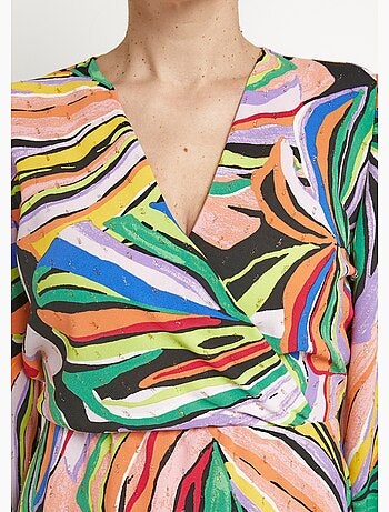 Vestido corto con estampado gráfico de follaje - afibel