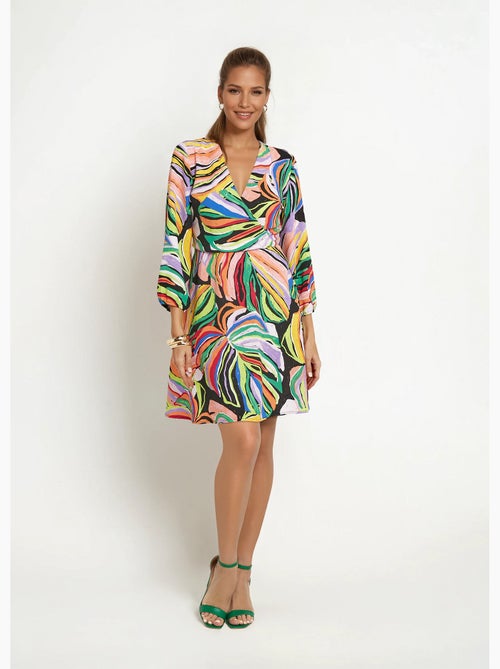 Vestido corto con estampado gráfico de follaje - afibel - Kiabi Vestido corto con estampado gráfico de follaje - afibel - Kiabi
