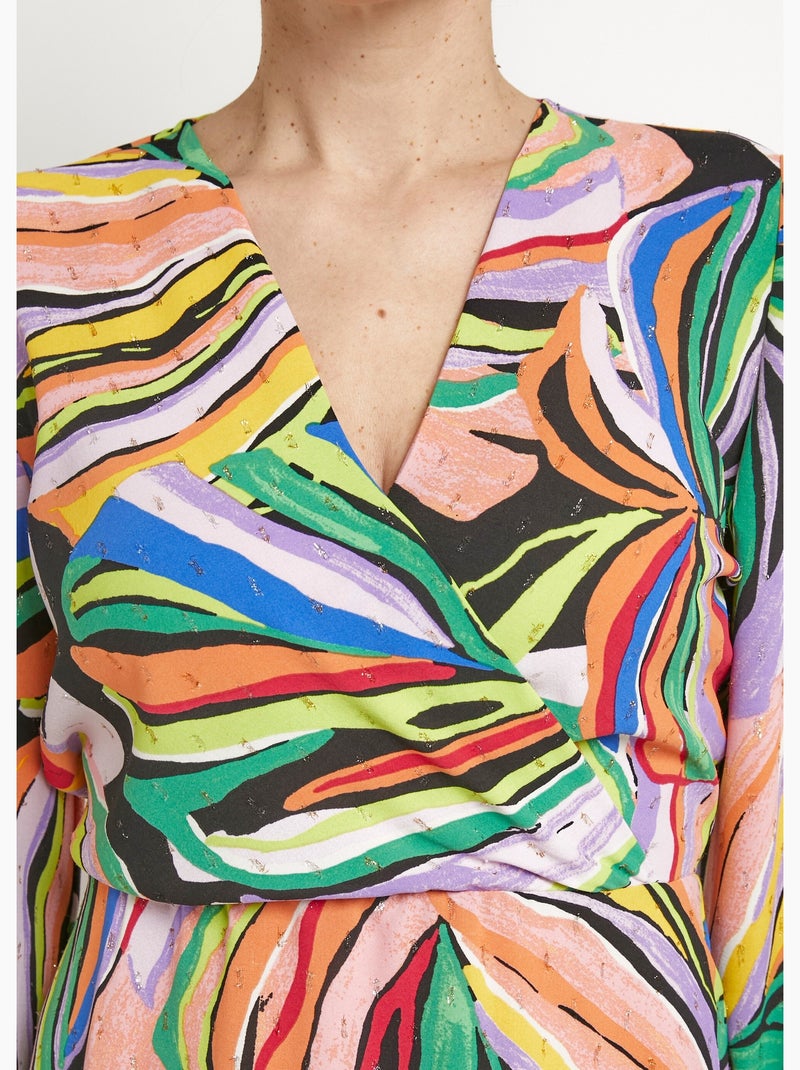 Vestido corto con estampado gráfico de follaje - afibel Multicolor - Kiabi