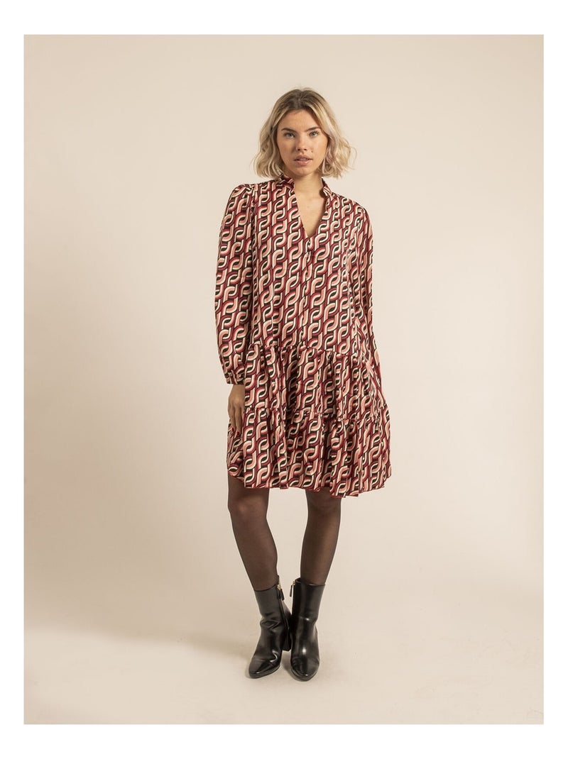 Vestido corto con estampado ISCIANE Rosa - Kiabi
