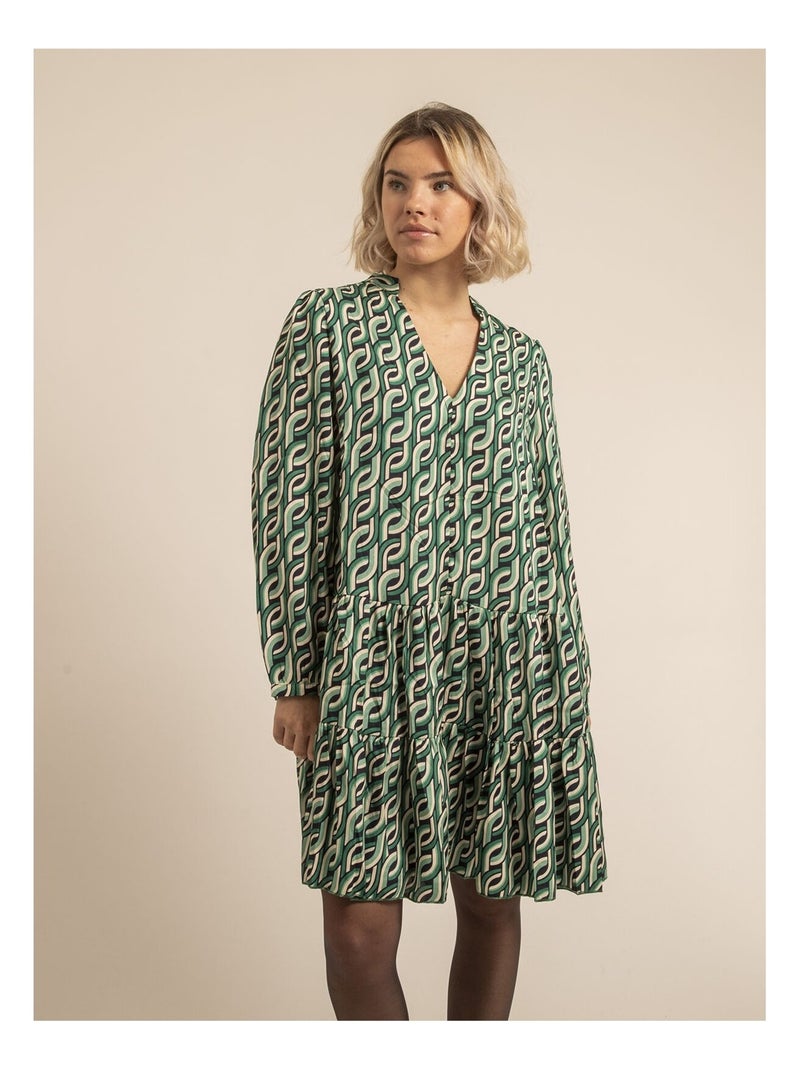 Vestido corto con estampado ISCIANE Rosa - Kiabi