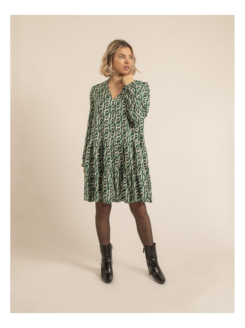 Vestido corto con estampado ISCIANE Verde - Kiabi
