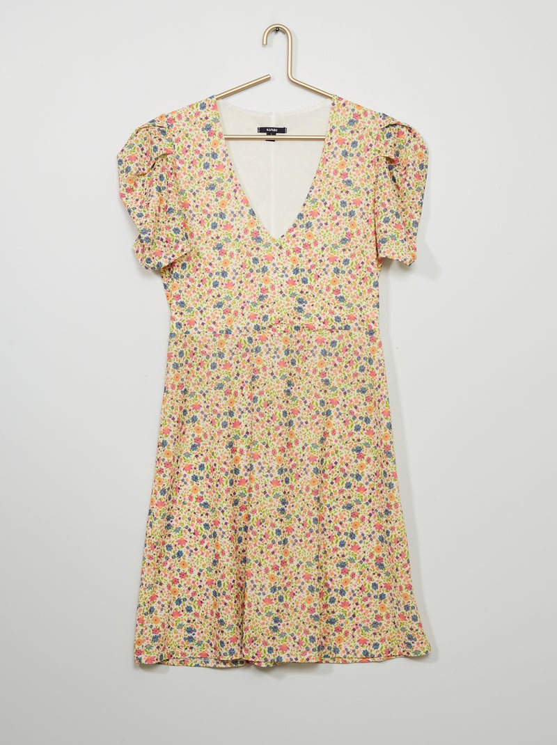Vestido corto con manga abullonada Rosa - Kiabi