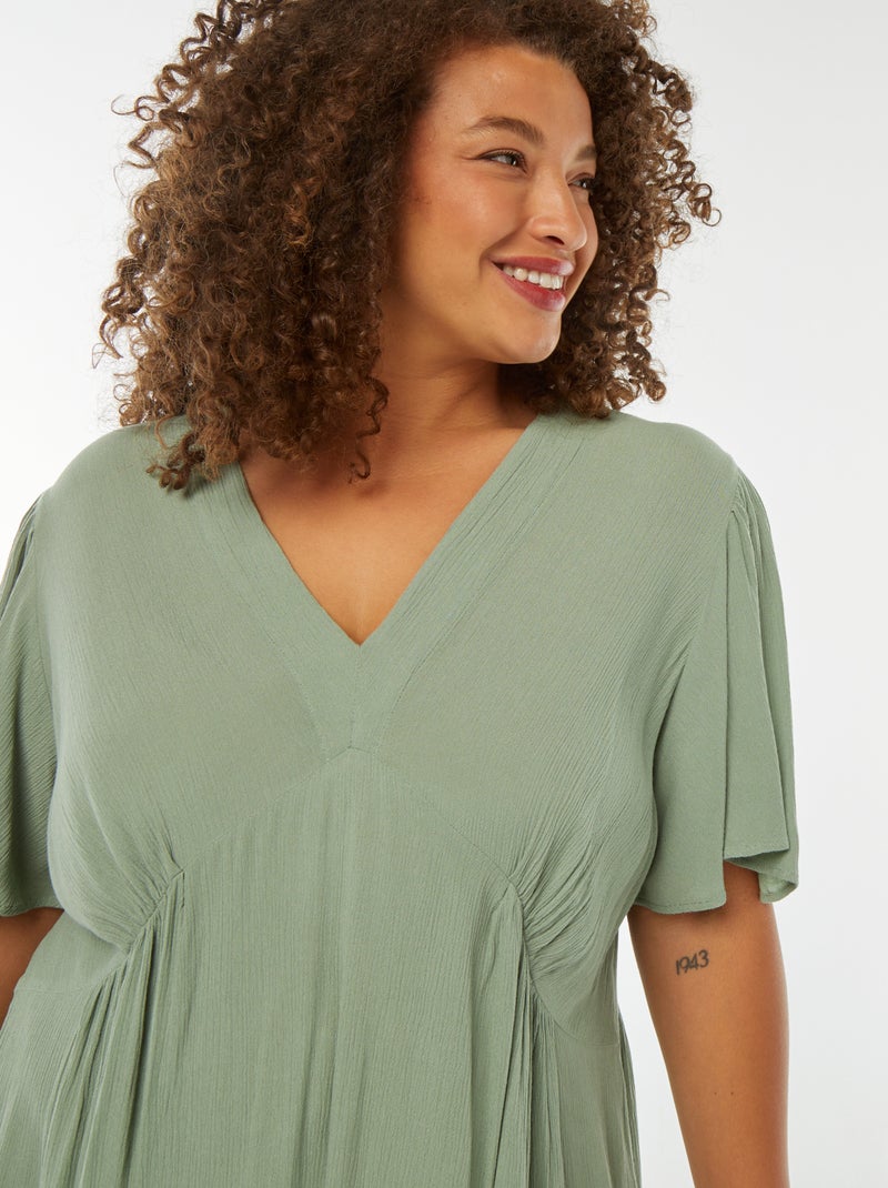 Vestido corto con manga mariposa Azul - Kiabi