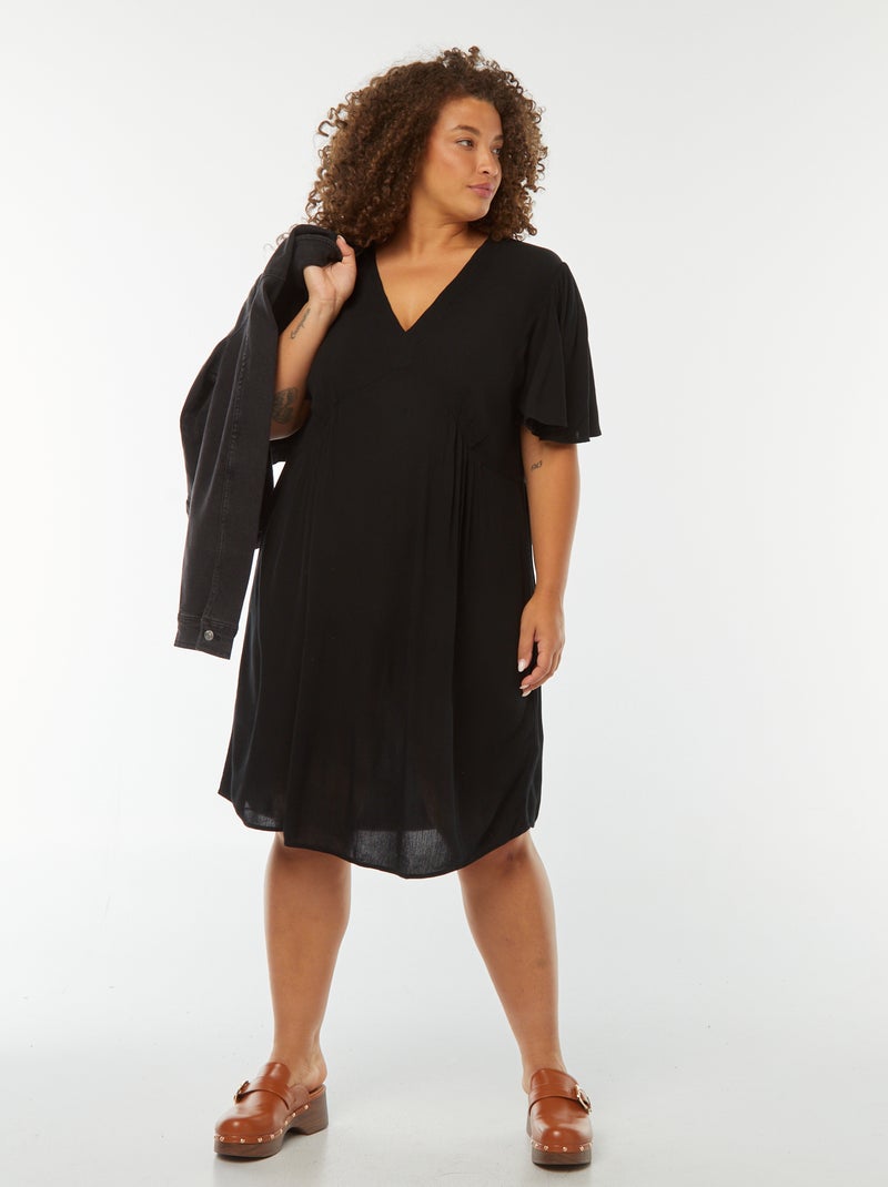 Vestido corto con manga mariposa negro - Kiabi