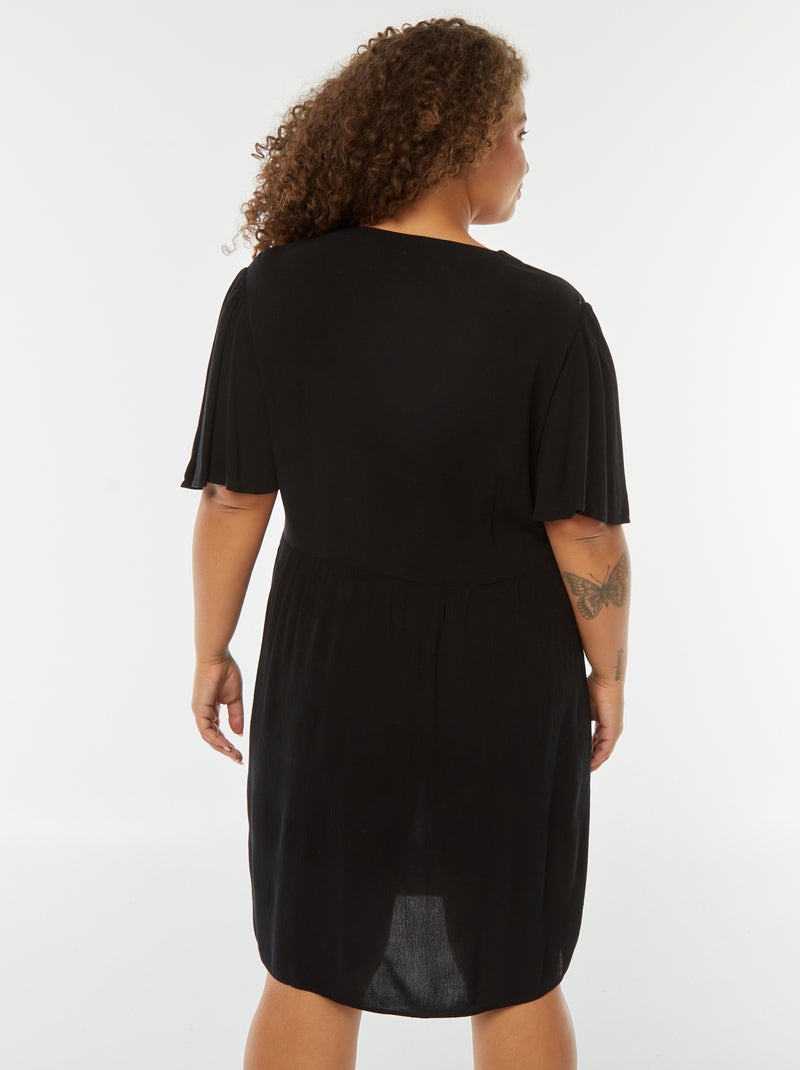 Vestido corto con manga mariposa negro - Kiabi