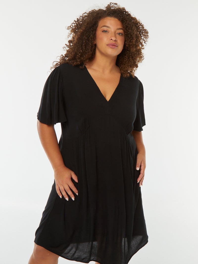 Vestido corto con manga mariposa negro - Kiabi