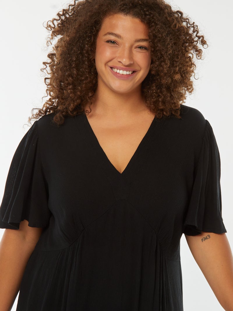 Vestido corto con manga mariposa negro - Kiabi