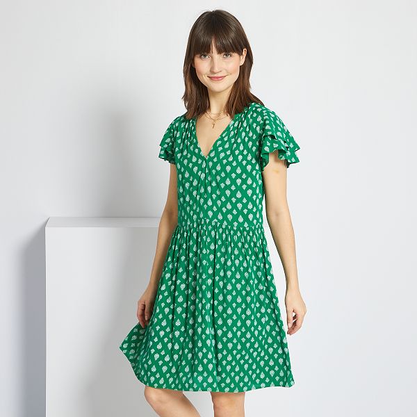 Vestido corto con motivo Mujer talla 34 a 48 - VERDE - Kiabi - 18,00€