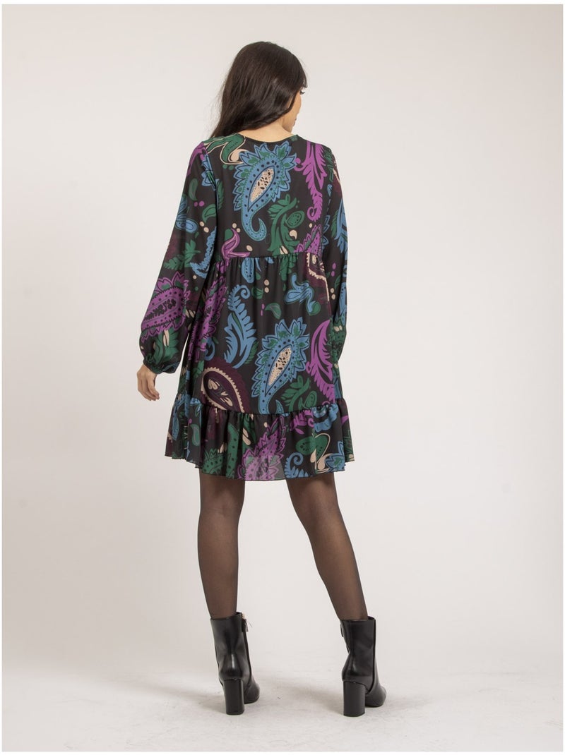 Vestido corto con motivos ILLONA Negro - Kiabi