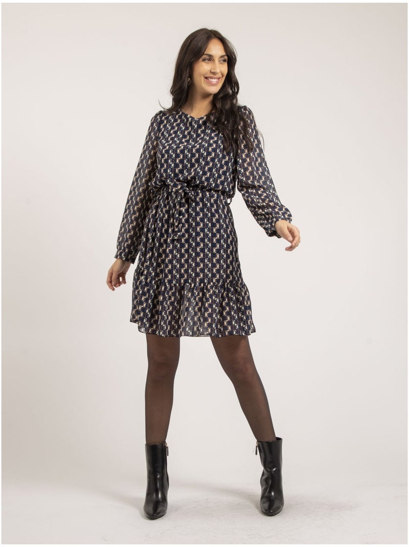 Vestido corto con motivos IPERTIA Azul marino - Kiabi