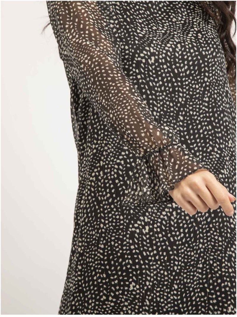 Vestido corto con motivos ISALINIA Negro - Kiabi