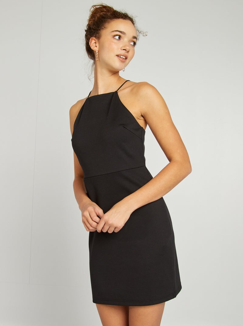 Vestido corto con sisa americana negro - Kiabi