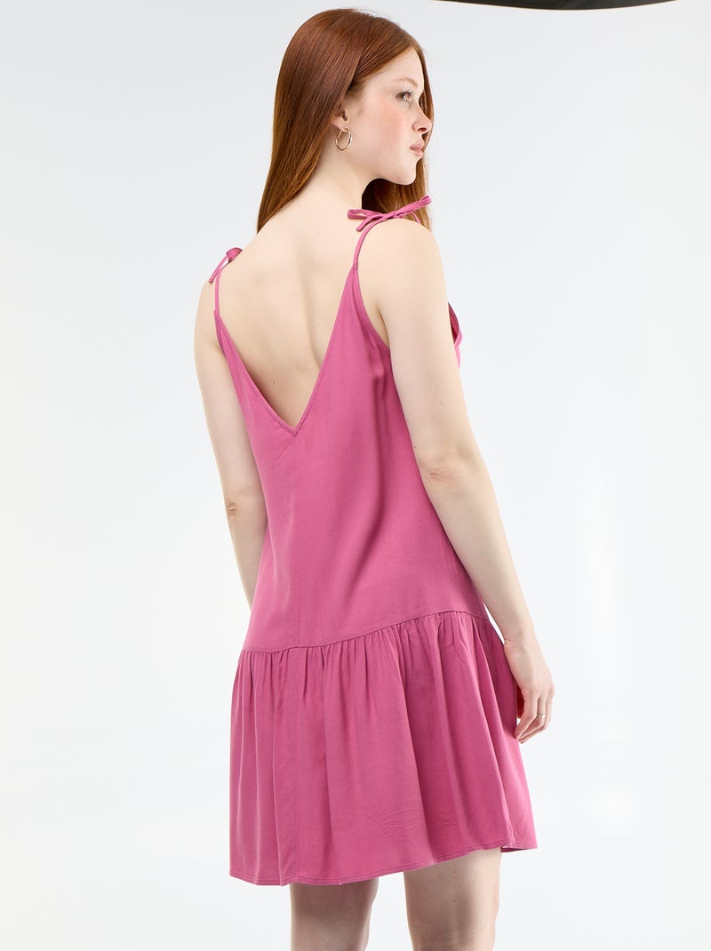 Vestido corto con tirantes finos y bajo con volante Purpura - Kiabi